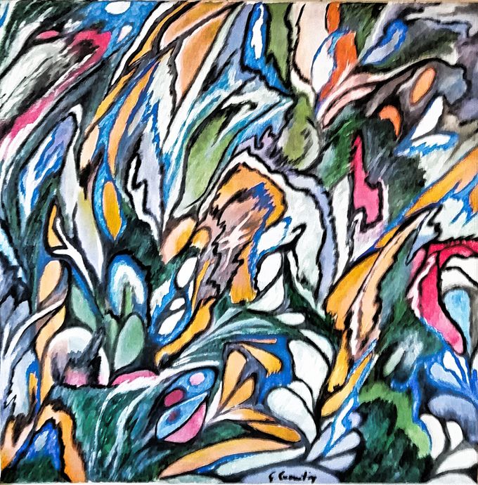 Giulia Cernetig - Nella foresta d'Amazzonia, Olio su tela 50x50