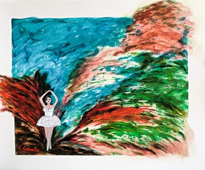 Giulia Cernetig - Dancing over my fears - Oil on canvas 60X50