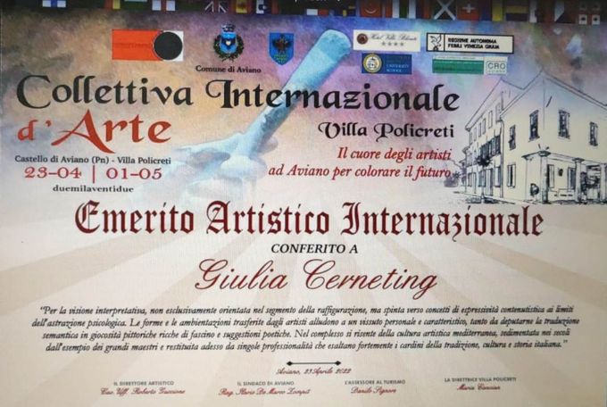 Collettiva Internazionale d'Arte Villa Policreti, Aviano, 23.04.2022 - Direttore Artistico Cav. Uff. Roberto Guccione
